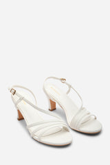 Mykonos Multi Strap Slingback White Suede Low Block Heel