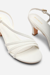 Mykonos Multi Strap Slingback White Suede Low Block Heel
