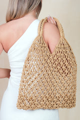 SAND CROCOHET SUMMER BEACH NET BAG IN NATURAL