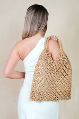 SAND CROCOHET SUMMER BEACH NET BAG IN NATURAL