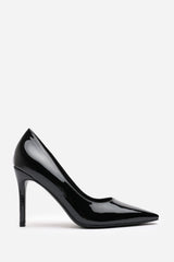 Mireille Wide Fit Black Patent Stilleto Court Heels
