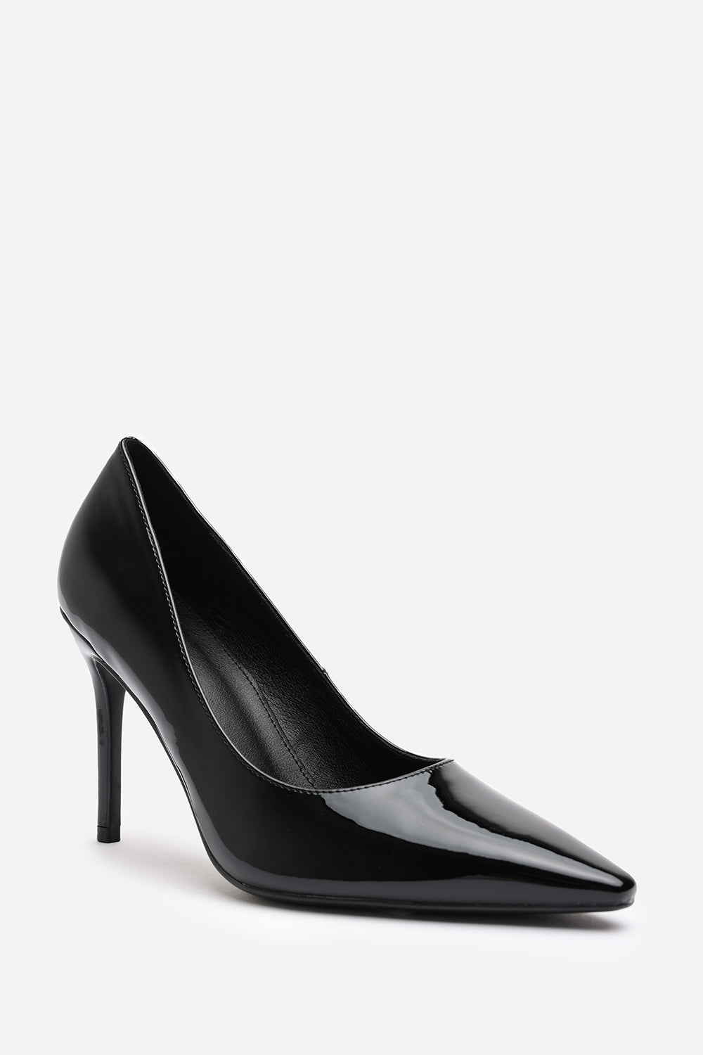 Mireille Wide Fit Black Patent Stilleto Court Heels