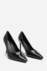 Mireille Wide Fit Black Patent Stilleto Court Heels