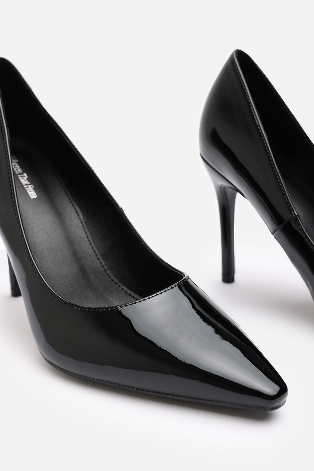 Mireille Wide Fit Black Patent Stilleto Court Heels