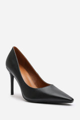 Mireille Black Faux Leather Stilleto Court Heels