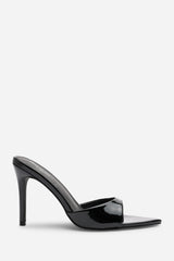 Fayra Black Open Toe Slip On Stiletto Mules