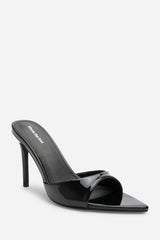 Fayra Black Open Toe Slip On Stiletto Mules