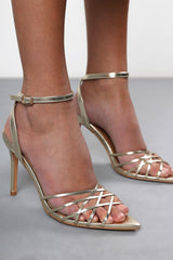 Melissa Gold Strappy Stiletto Heels with Buckle Strap Fastening