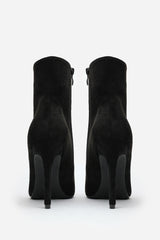 Jemima Black Suede Pointed Toe Stiletto Ankle Boots