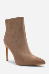 Jemima Camel Suede Pointed Toe Stiletto Ankle Boots