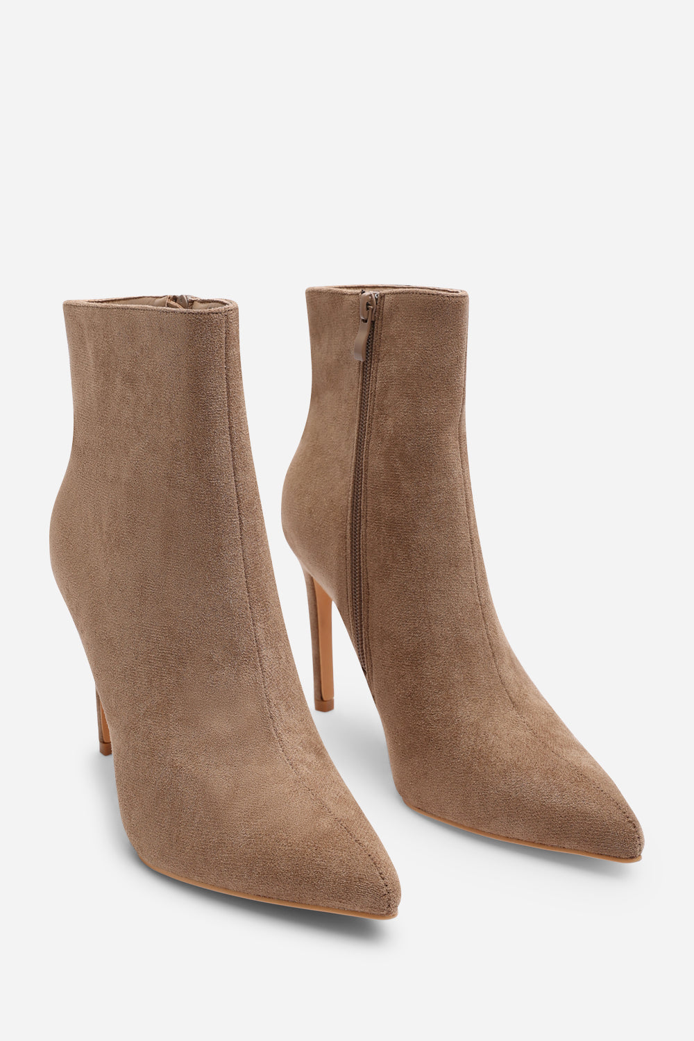Jemima Camel Suede Pointed Toe Stiletto Ankle Boots