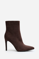 Isvane Dark Brown Pointed Toe Stiletto Heeled Ankle Boot