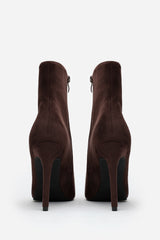 Isvane Dark Brown Pointed Toe Stiletto Heeled Ankle Boot