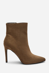 Jemima Khaki Suede Pointed Toe Stiletto Ankle Boots