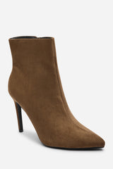 Jemima Khaki Suede Pointed Toe Stiletto Ankle Boots