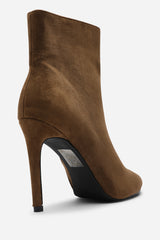 Jemima Khaki Suede Pointed Toe Stiletto Ankle Boots