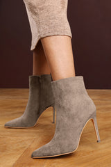 Kira Taupe Suede Pointed Toe Stiletto Ankle Boots