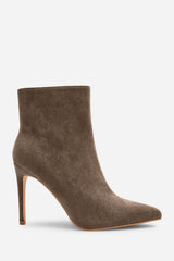 Kira Taupe Suede Pointed Toe Stiletto Ankle Boots