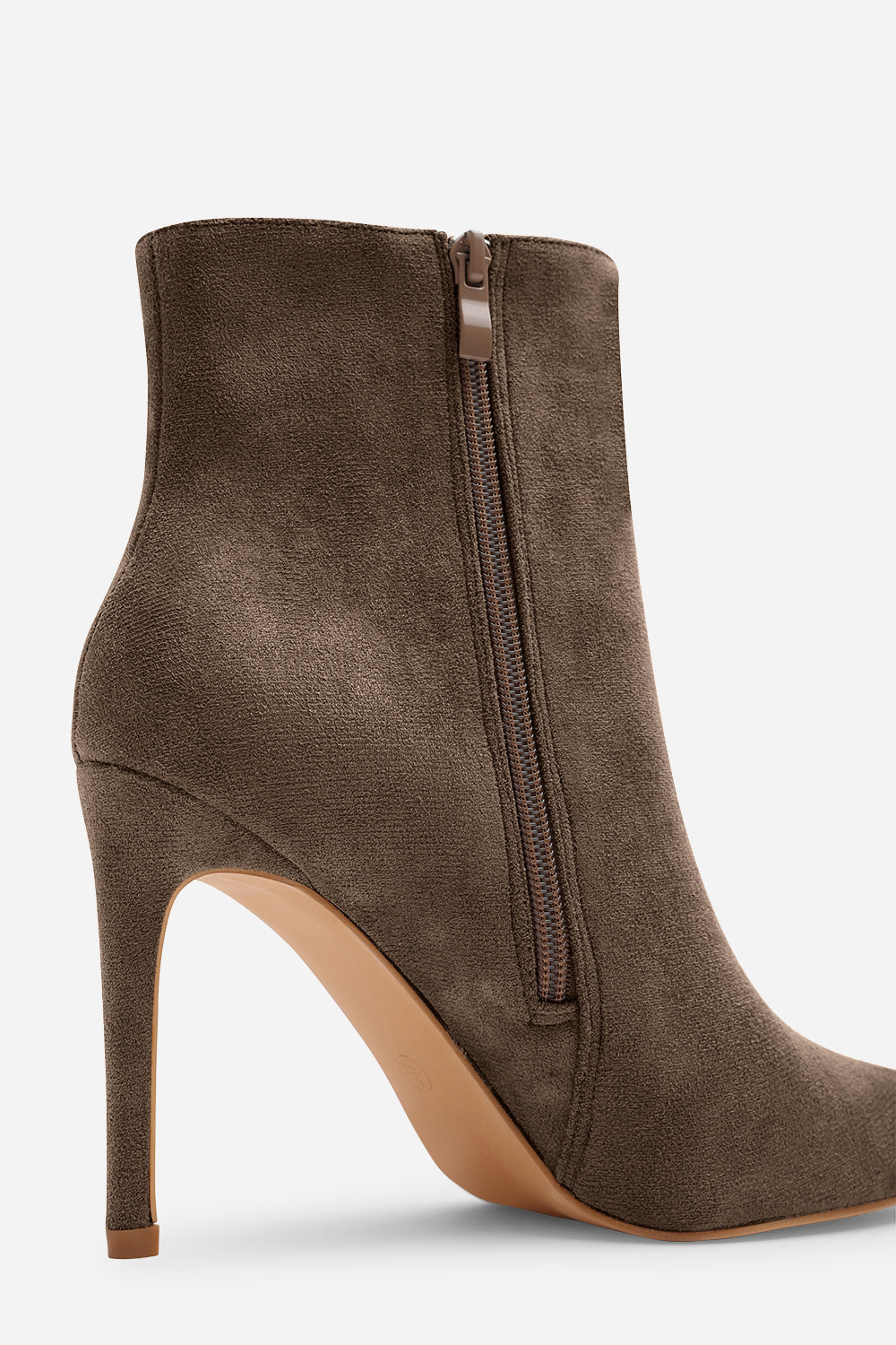 Kira Taupe Suede Pointed Toe Stiletto Ankle Boots