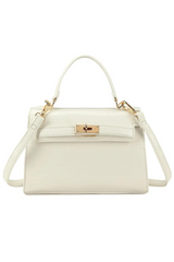 STORM TOP HANDLE BAG WITH BUCKLE DETAIL IN WHITE CROCO