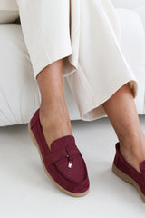 Pegasus Slip On Trim Loafers With Accessory Detailing In Wine