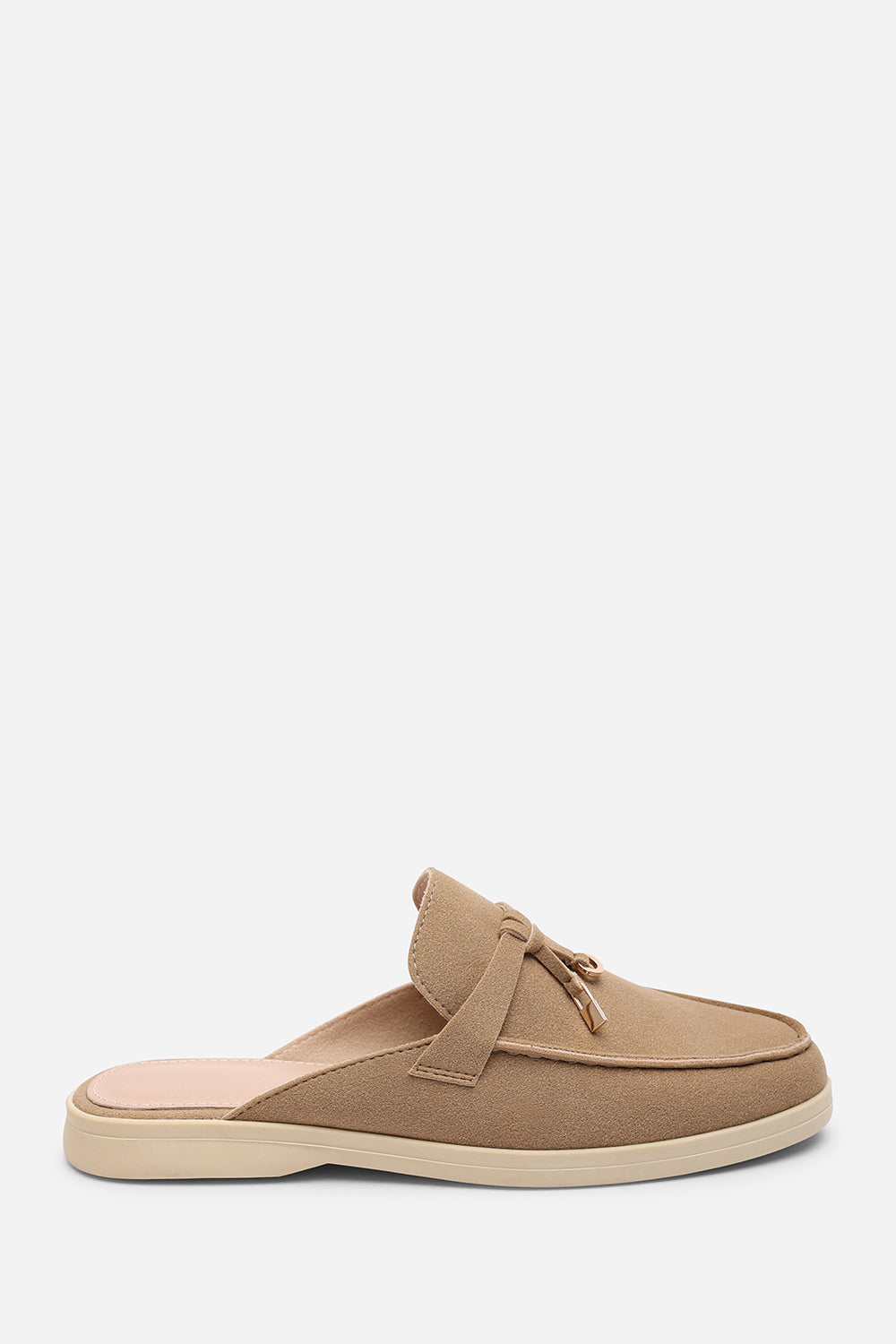 Twilight Flat Slip On Loafer With Tassel Detail In Khaki