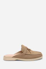 Twilight Flat Slip On Loafer With Tassel Detail In Khaki