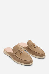 Twilight Flat Slip On Loafer With Tassel Detail In Khaki