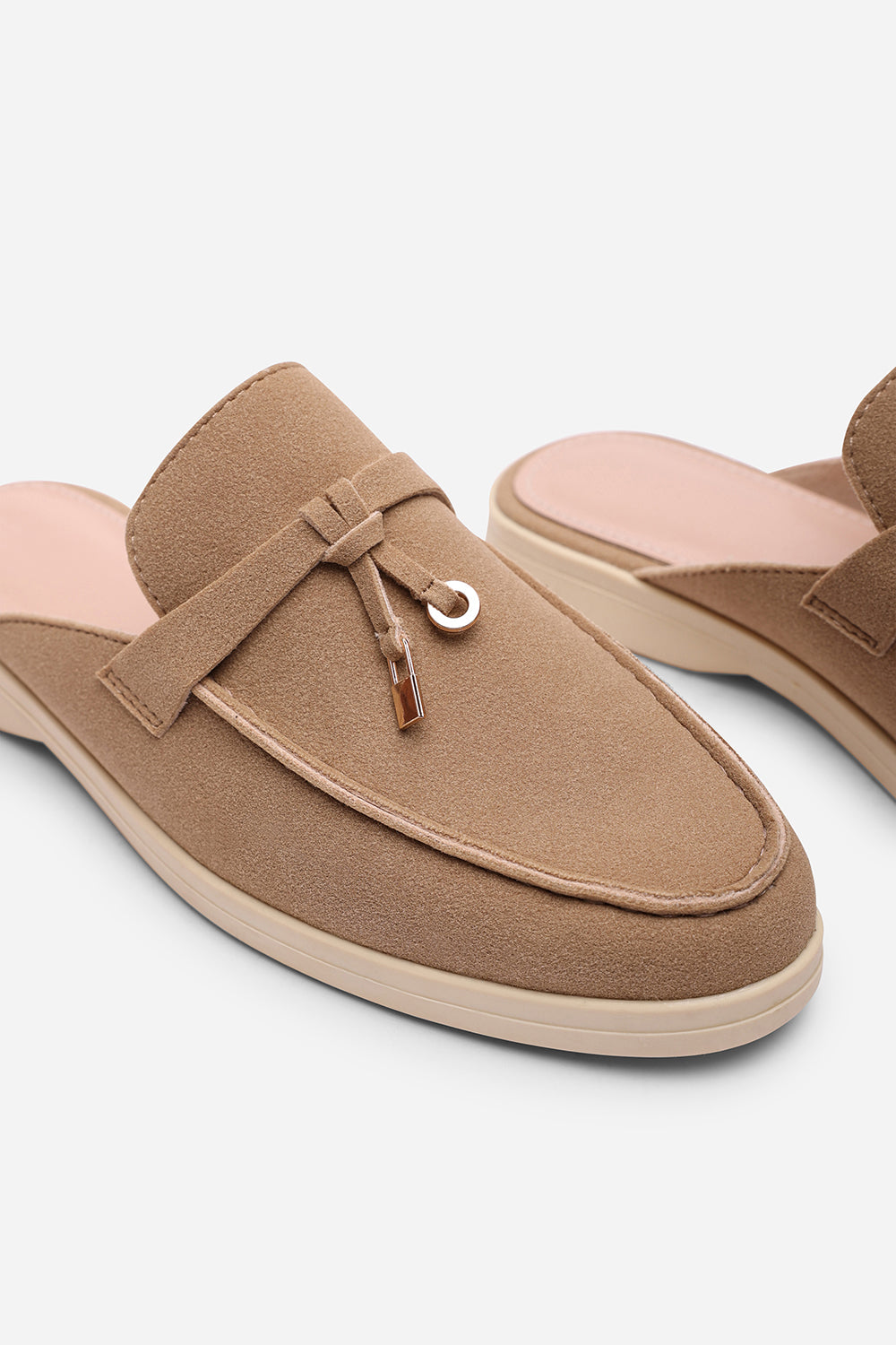 Twilight Flat Slip On Loafer With Tassel Detail In Khaki