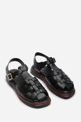 Chime Fisherman Flatform Black Sandal