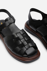 Chime Fisherman Flatform Black Sandal
