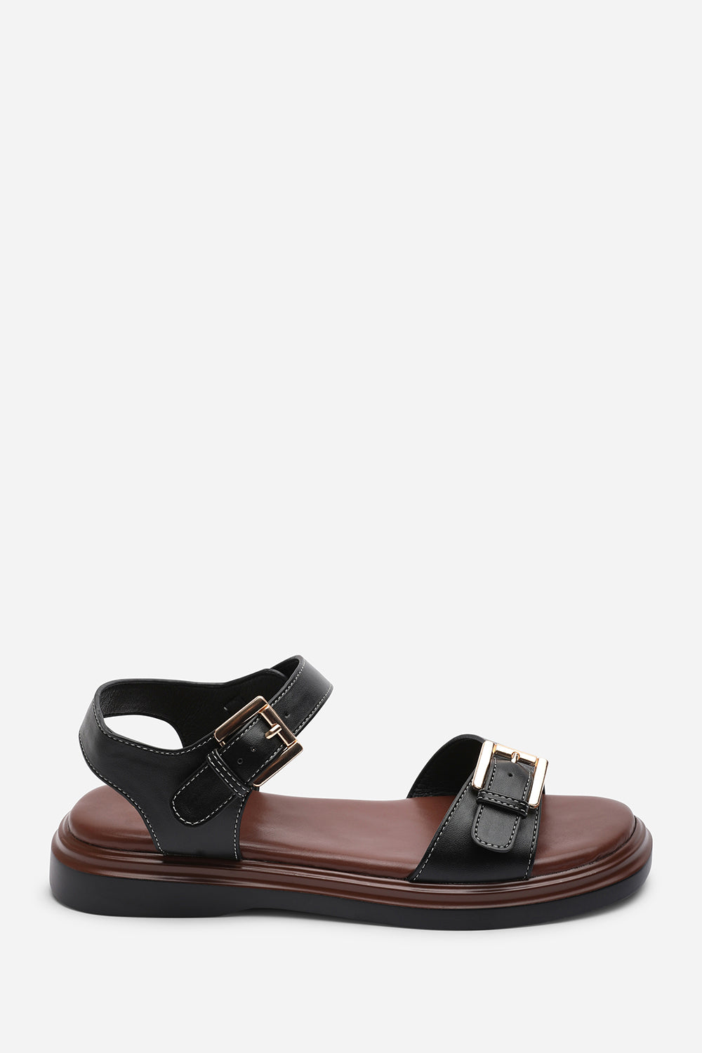 Circa Flatform Double Buckle Black Sandal