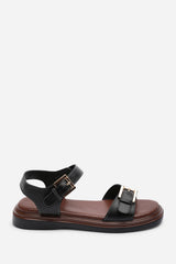 Circa Flatform Double Buckle Black Sandal