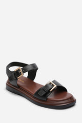 Circa Flatform Double Buckle Black Sandal
