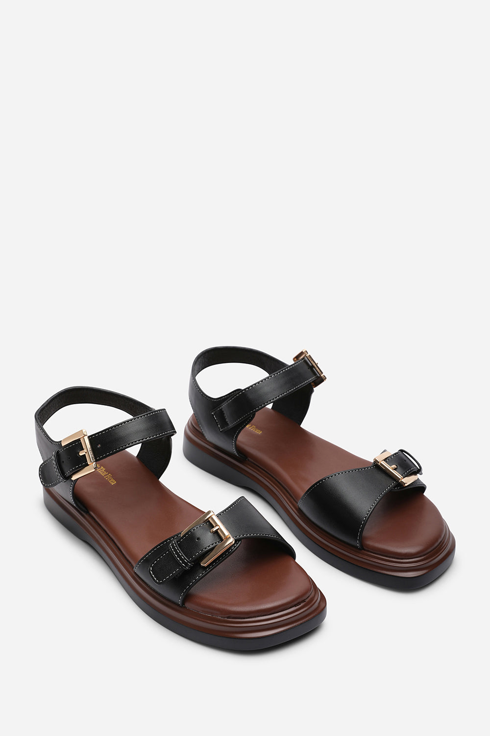 Circa Flatform Double Buckle Black Sandal
