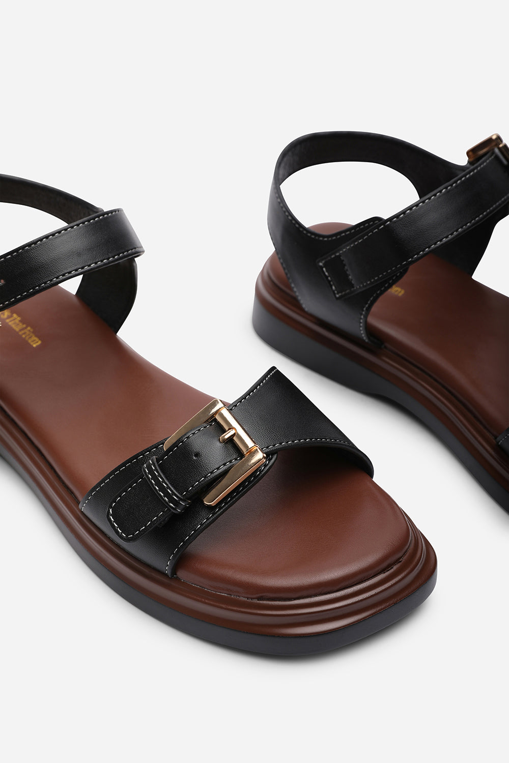 Circa Flatform Double Buckle Black Sandal