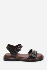 Circa Flatform Double Buckle Dark Brown Sandal