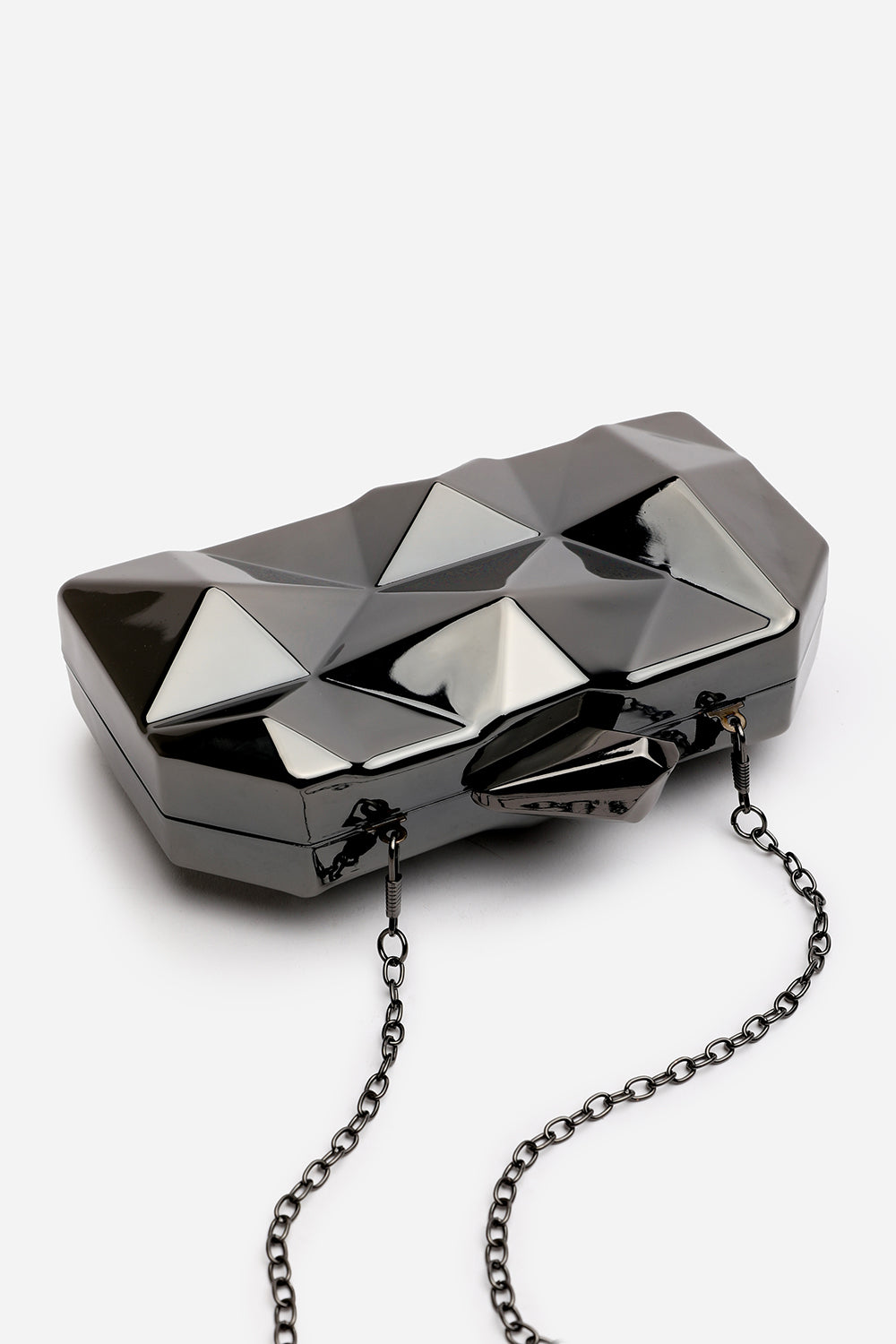 Rica Geometric Clutch Bag In Black