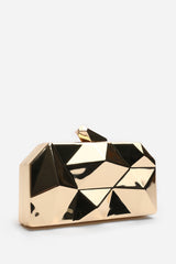 Rica Geometric Clutch Bag In Gold
