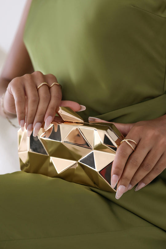 Rica Geometric Clutch Bag In Gold