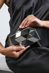 Rica Geometric Clutch Bag in Silver