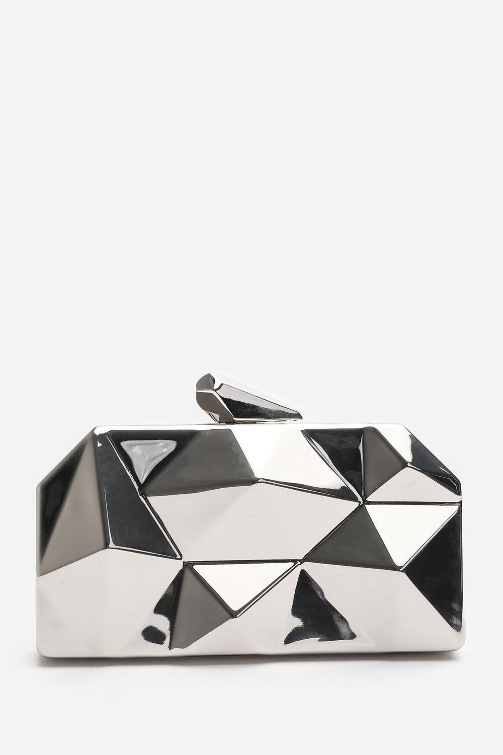 Rica Geometric Clutch Bag in Silver
