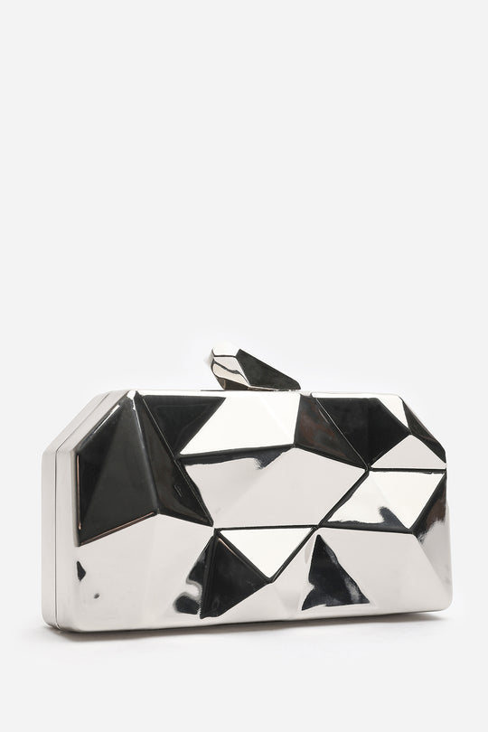 Rica Geometric Clutch Bag in Silver