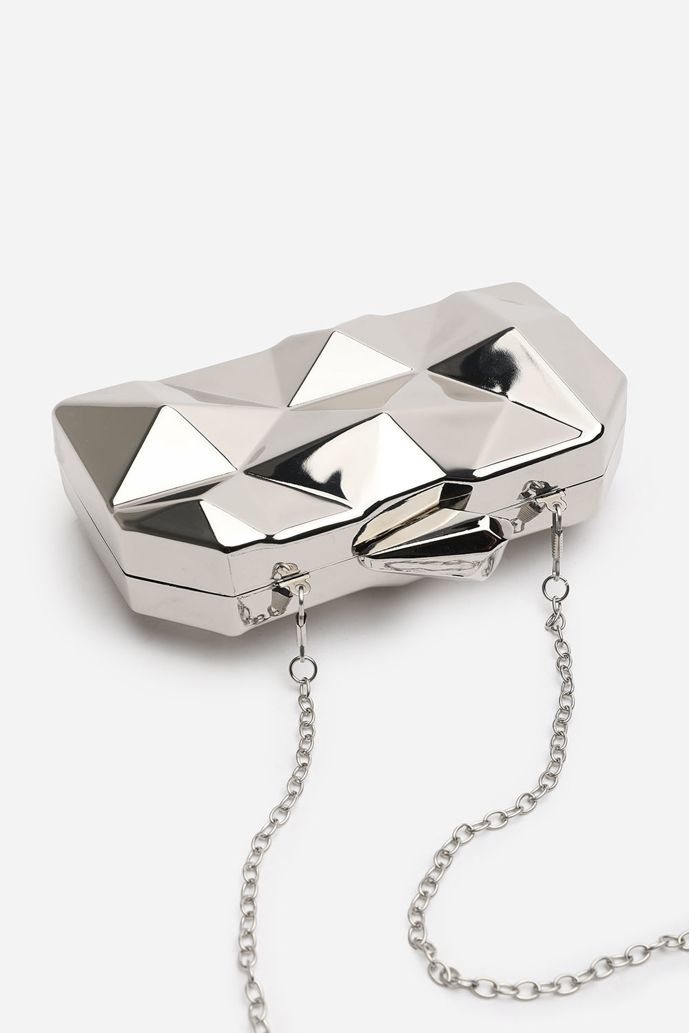 Rica Geometric Clutch Bag in Silver
