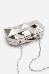 Rica Geometric Clutch Bag in Silver