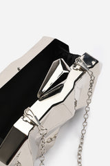 Rica Geometric Clutch Bag in Silver
