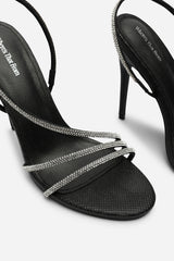 Palira Wrap Around Diamante Strap High Heels In Black Shimmer