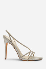 Palira Wrap Around Diamante Strap High Heels In Light Gold Shimmer