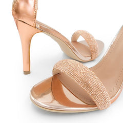 Talyra Open Toe Embellished High Heeled Stiletto Sandals with Ankle Straps