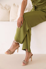MADON DIAMANTE KNOT DETAIL WITH CROSS OVER ANKLE STRAP HIGH HEELS IN GOLD CHROME